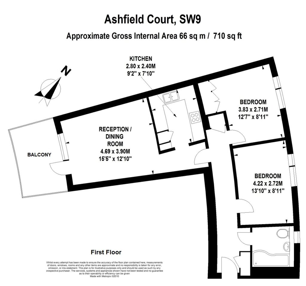 Floorplan for Ashfield Court, Clapham Road, London, SW9 9BB